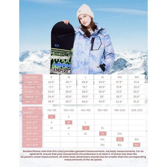 Women's Red Waterproof Ski Jacket Warm Winter Coats Windproof with Hood
